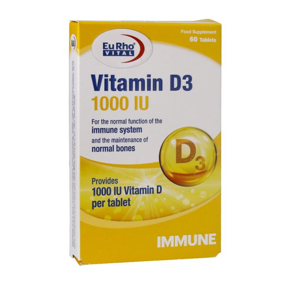 قرص ویتامین D3 1000 واحد یوروویتال 60 عدد 1