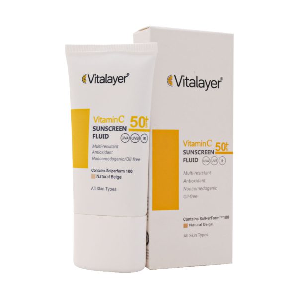 فلوئید ضد آفتاب SPF50 حاوی ویتامین C ویتالیر 50 میلی لیتر 1